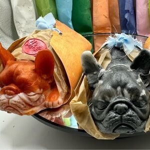 Bulldog Puppy Soap Sculpted Goats Milk, Charcoal, Honey, Mango Butter, So Cute!